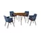 Armen Living Arcadia and Renzo 42" Round Blue and Walnut Wood 5 Piece Dining Set SETARDI5REWABLU42 - alternate 1